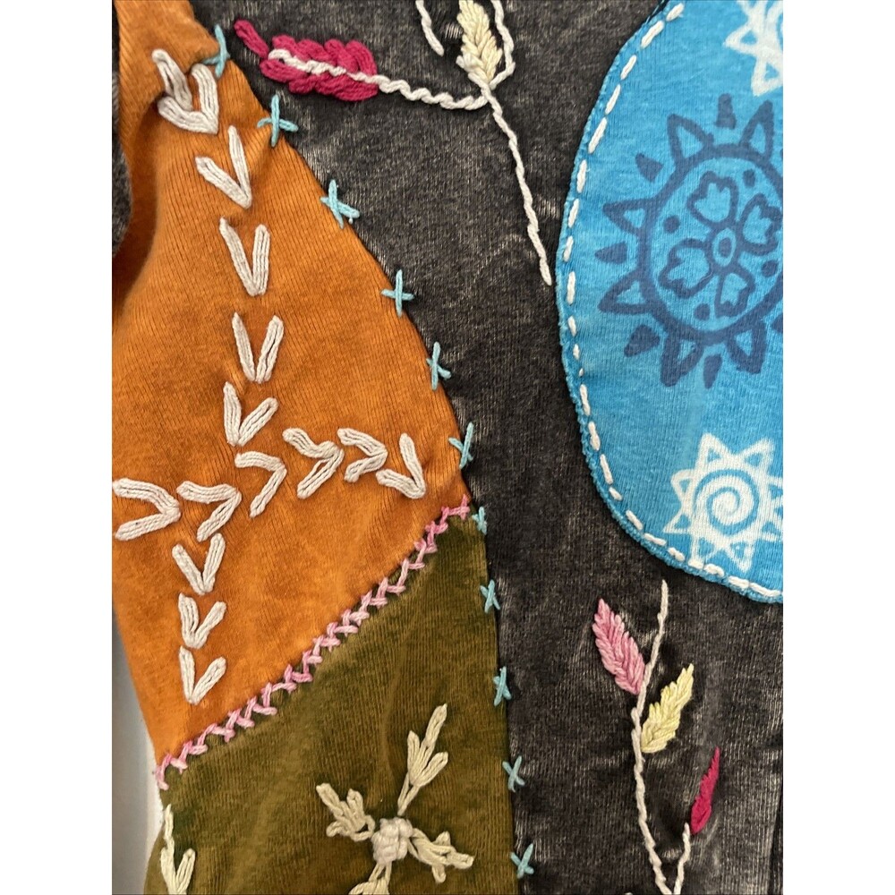 Boho Style Zip-Up Hoodie Medium Embroidered Artsy Eclectic Hippie - Picture 2 of 8